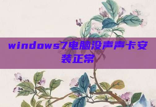windows7电脑没声声卡安装正常