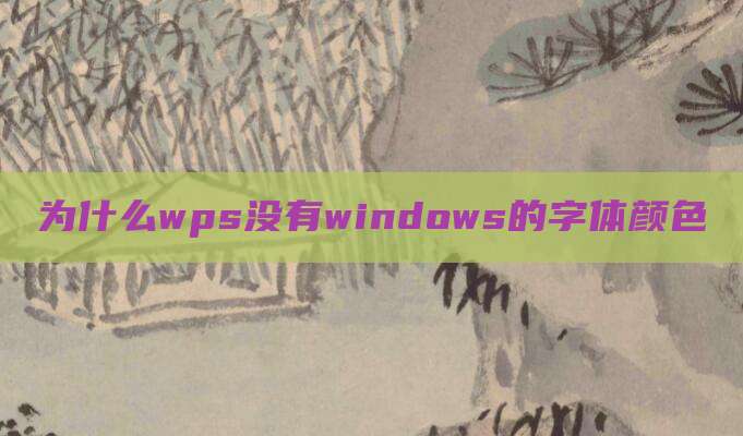 为什么wps没有windows的字体颜色