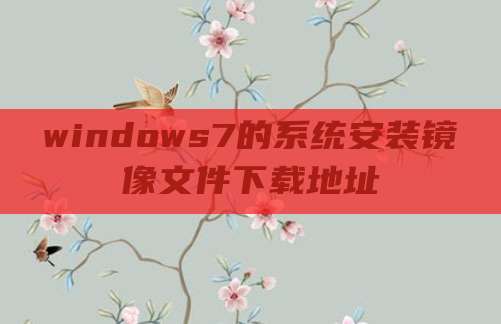 windows7的系统安装镜像文件下载地址