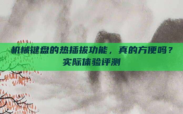 机械键盘的热插拔功能,真的方便吗?实际体验评测