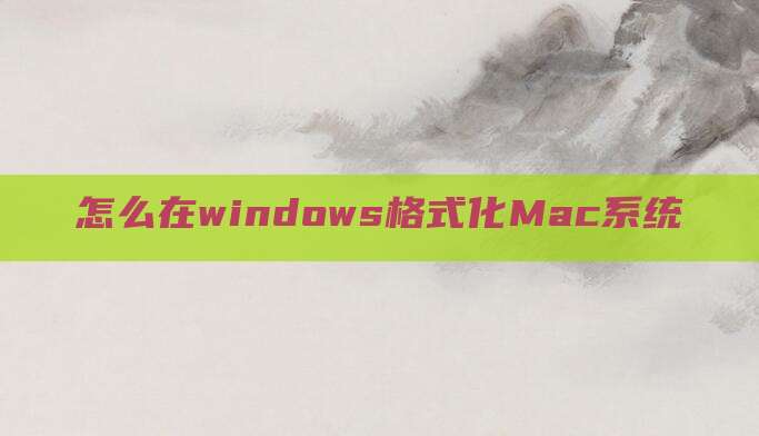 怎么在windows格式化Mac系统