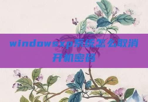 windowsxp系统怎么取消开机密码