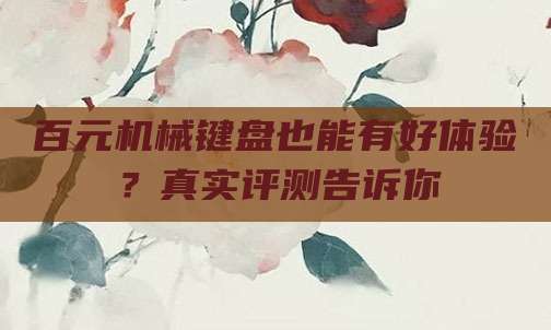 百元机械键盘也能有好体验?真实评测告诉你