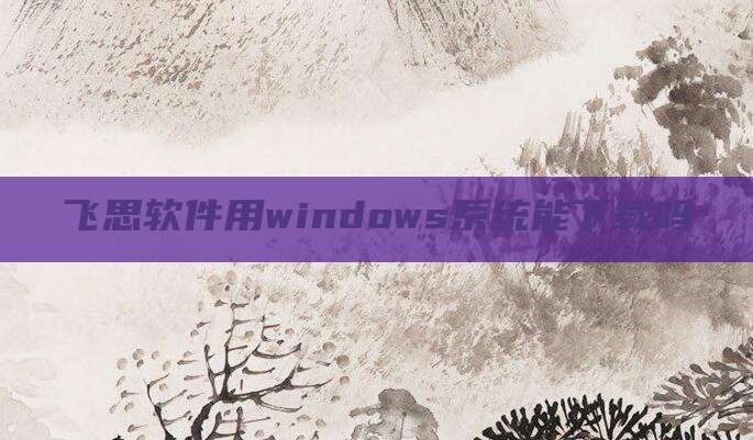 飞思软件用windows系统能下载吗