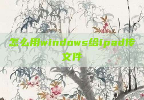 怎么用windows给ipad传文件