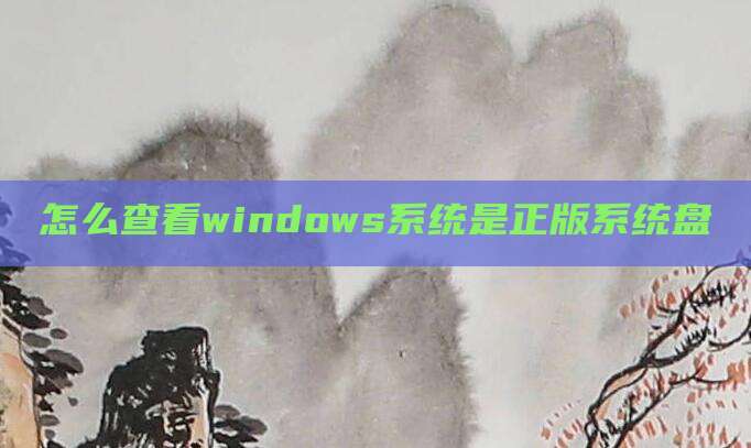 怎么查看windows系统是正版系统盘