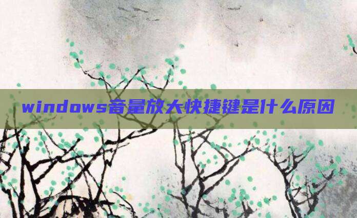 windows音量放大快捷键是什么原因