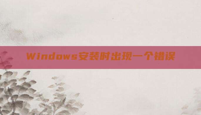 Windows安装时出现一个错误