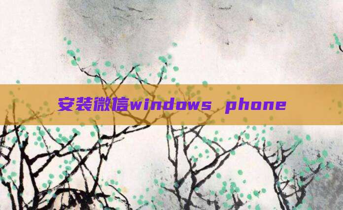 安装微信windows phone