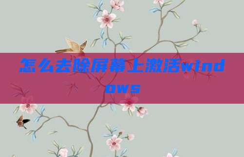 怎么去除屏幕上激活windows