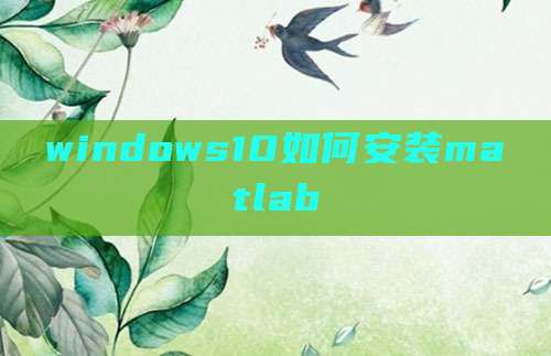 windows10如何安装matlab
