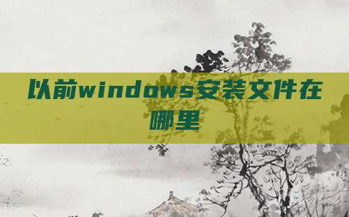 以前windows安装文件在哪里