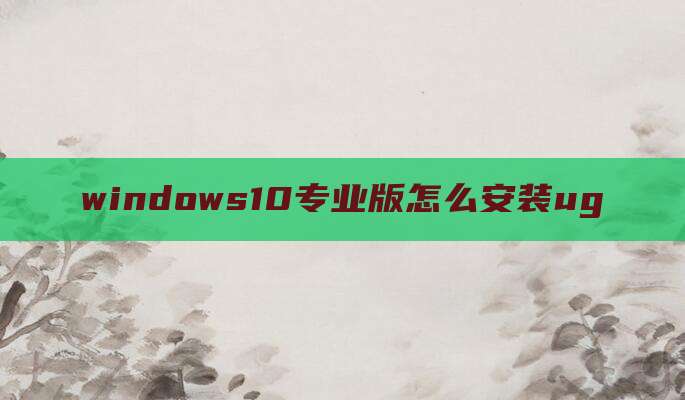 windows10专业版怎么安装ug