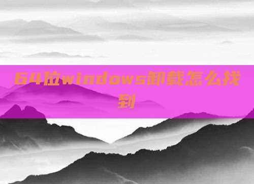 64位windows卸载怎么找到