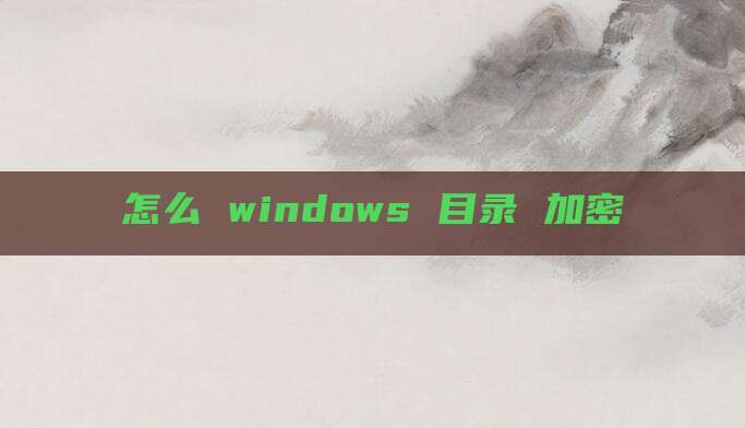 怎么 windows 目录 加密