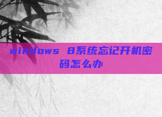 windows 8系统忘记开机密码怎么办