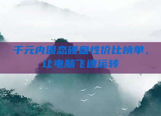 千元内固态硬盘性价比榜单,让电脑飞速运转