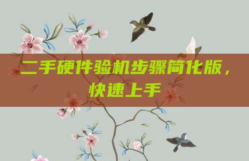 二手硬件验机步骤简化版,快速上手