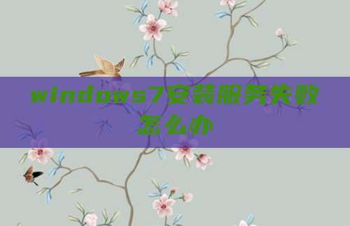 windows7安装服务失败怎么办
