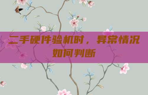 二手硬件验机时,异常情况如何判断