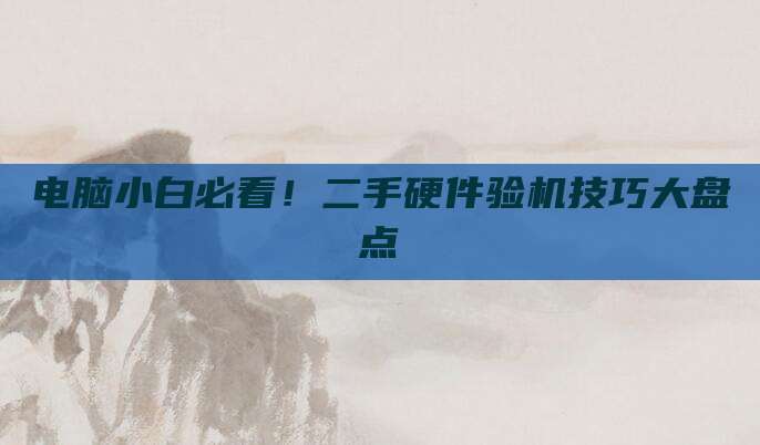 电脑小白必看!二手硬件验机技巧大盘点