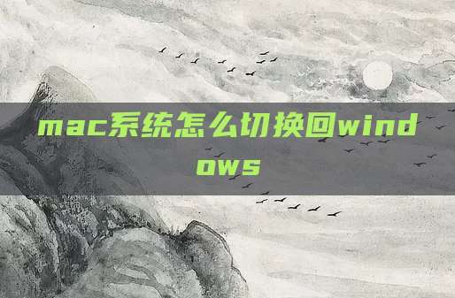 mac系统怎么切换回windows