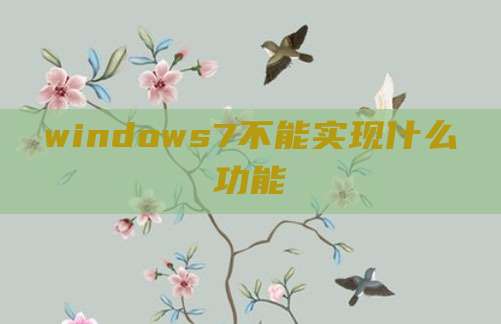 windows7不能实现什么功能