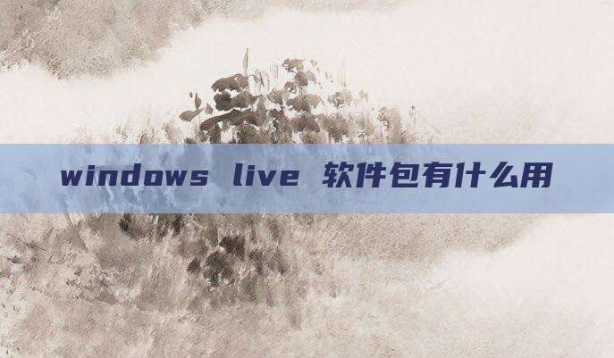 windows live 软件包有什么用