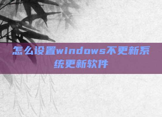 怎么设置windows不更新系统更新软件