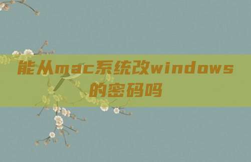 能从mac系统改windows的密码吗