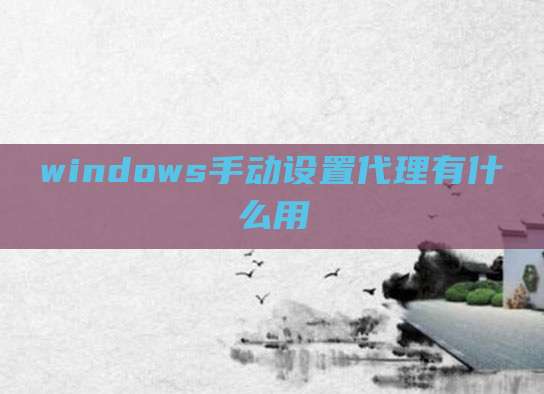 windows手动设置代理有什么用