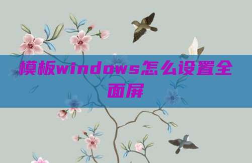 模板windows怎么设置全面屏