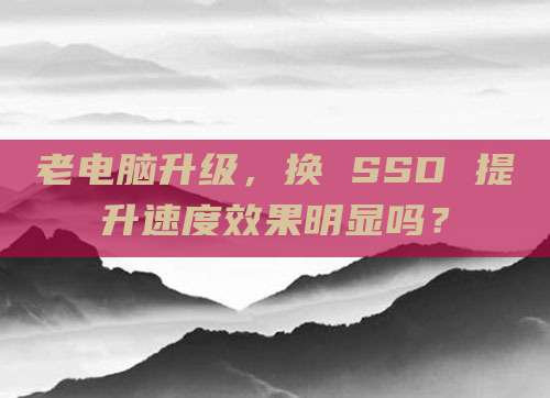 老电脑升级,换 SSD 提升速度效果明显吗?