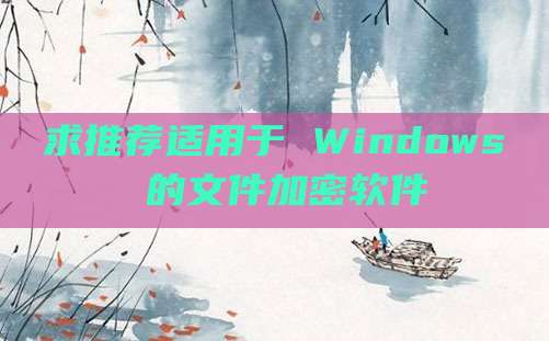 求推荐适用于 Windows 的文件加密软件