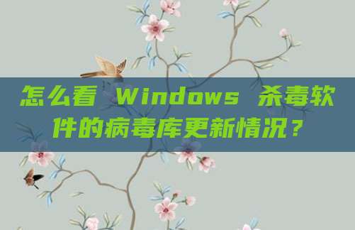 怎么看 Windows 杀毒软件的病毒库更新情况?