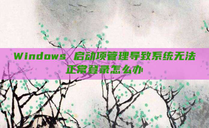 Windows 启动项管理导致系统无法正常登录怎么办
