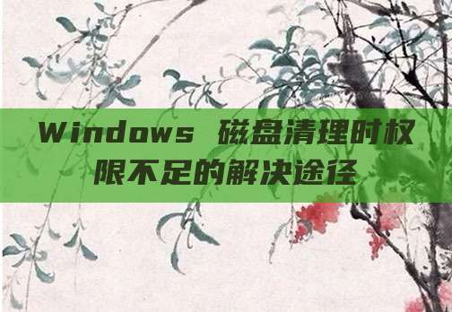 Windows 磁盘清理时权限不足的解决途径