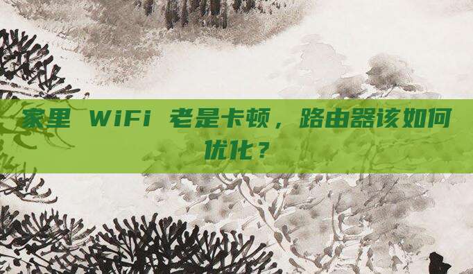 家里 WiFi 老是卡顿,路由器该如何优化?