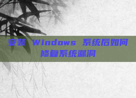 安装 Windows 系统后如何修复系统漏洞