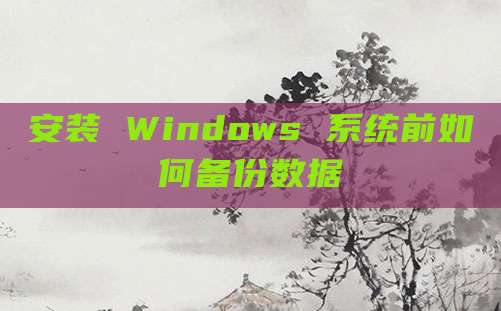安装 Windows 系统前如何备份数据