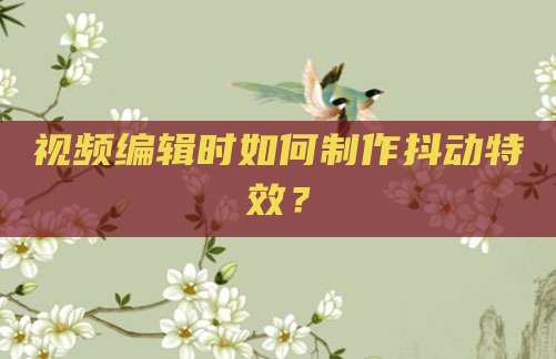 视频编辑时如何制作抖动特效?