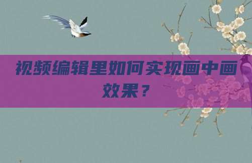 视频编辑里如何实现画中画效果?