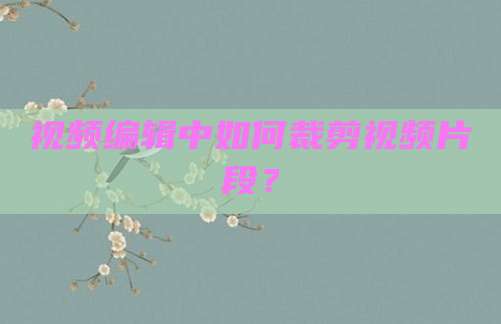 视频编辑中如何裁剪视频片段?