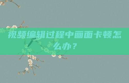 视频编辑过程中画面卡顿怎么办?
