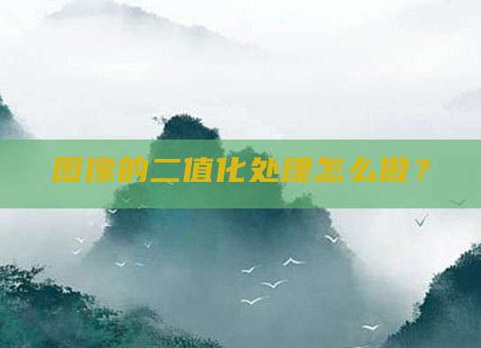 图像的二值化处理怎么做?