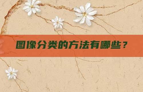 图像分类的方法有哪些?