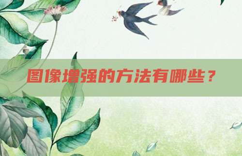图像增强的方法有哪些?