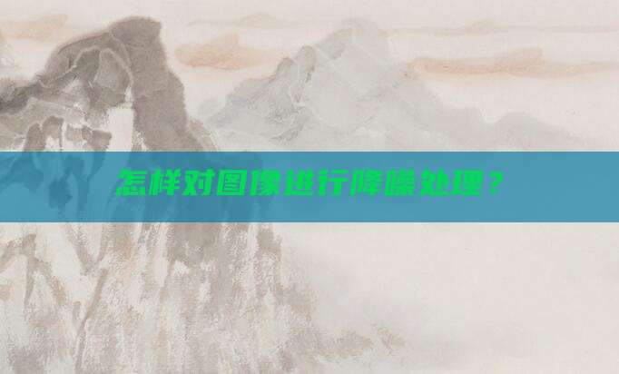 怎样对图像进行降噪处理?