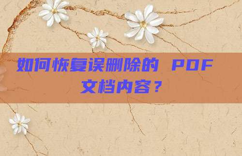 如何恢复误删除的 PDF 文档内容?