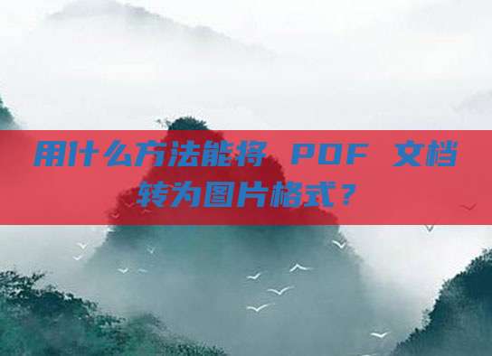 用什么方法能将 PDF 文档转为图片格式?